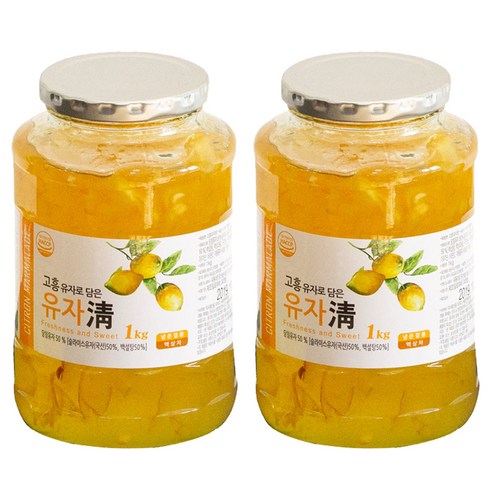 딜리프 고흥유자로 담은 유자청, 1kg, 2개