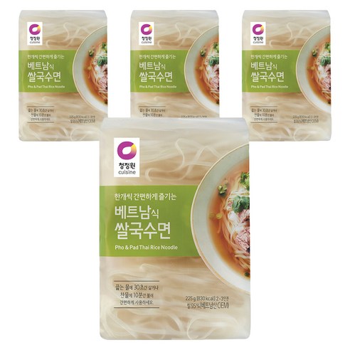 청정원 베트남식 쌀국수면225g(4mm), 4개, 225g
