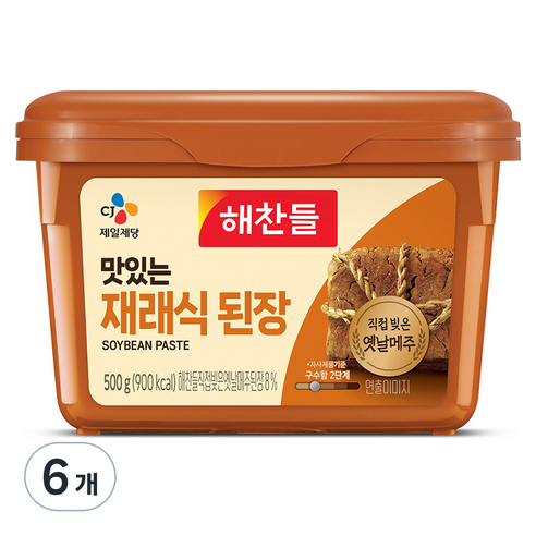 해찬들 재래식 된장, 500g, 6개