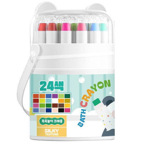 탐사 곰돌이 케이스 목욕놀이 욕실 크레용 펜 세트, 24색, 1세트