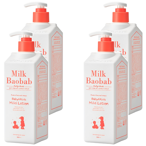 밀크바오밥 베이비앤키즈 마일드 로션, 4개, 500ml