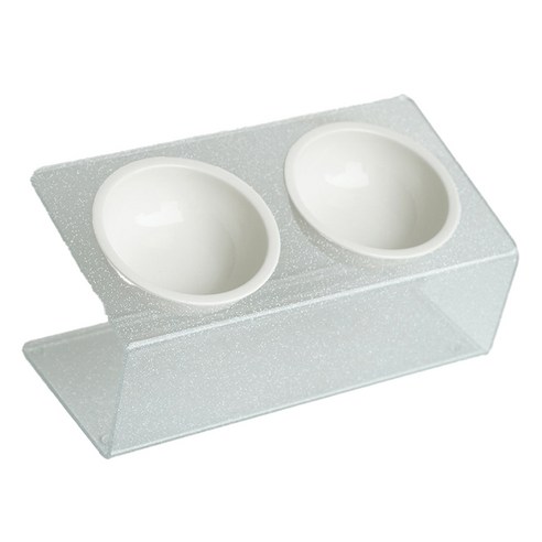 매기앤보 반려동물 DUAL 스탠드 경사식기 2구 11cm Medium + 도기 2p 세트, 듀얼 펄, 1세트