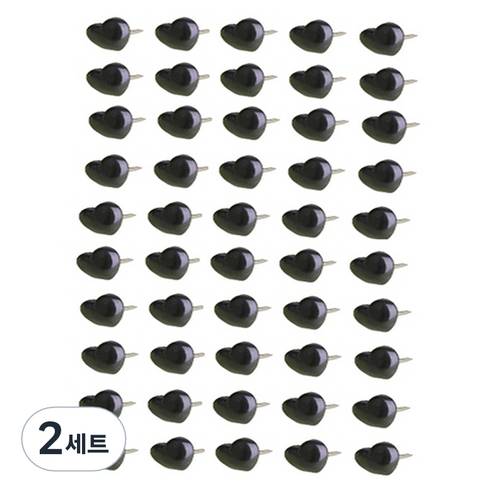 문구담 귀여운 하트모양 압정 세트 블랙, 50개입, 2세트