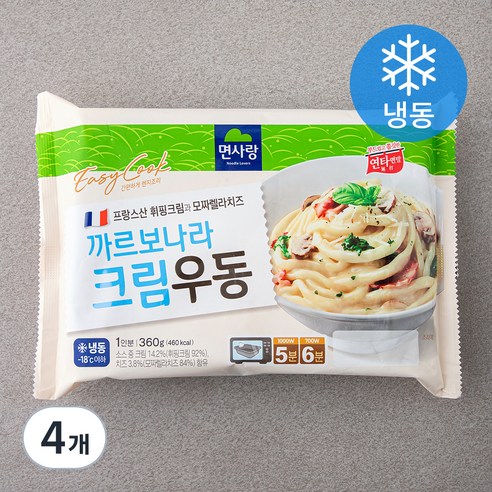 면사랑 까르보나라 크림우동 1인분 (냉동), 360g, 4개