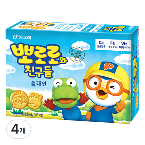 빙그레 뽀로로와 친구들 플레인, 65g, 4개