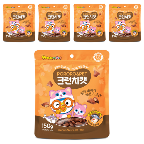 에이비에스엘 뽀로로펫 크런치캣 간식, 참치 + 가리비 혼합맛, 150g, 5개