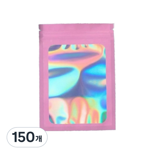올하이 컬러풀 오로라 다용도 OPP 소품 포카 포장 지퍼백 슬리브 포장봉투 7.5 x 10 cm, 150개, 핑크