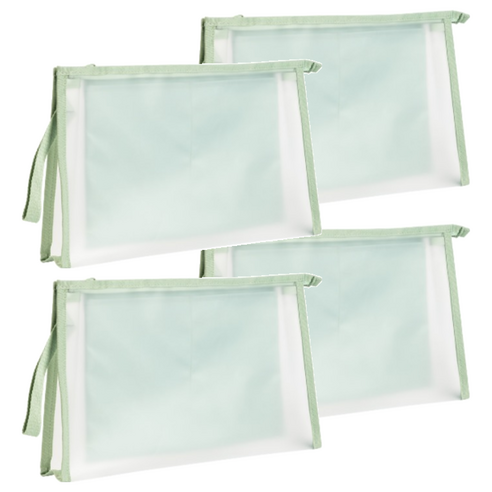 델리 삼각 투포켓 스트랩 파우치 A4 PP109, 그린립, 4개