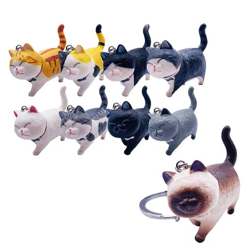 월드크린 산책하는 고양이 키링 9종 세트, 고양이 애호가의 필수 아이템
