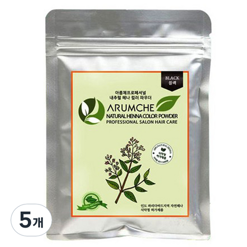 아름채 내추럴헤나 케미칼 파우더 100g, 블랙, 5개