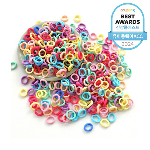 이쁨달다 여아용 예삐 도넛링 믹스컬러 안아픈 대용량 무봉제 미니 소프트링 머리끈 200p RK191