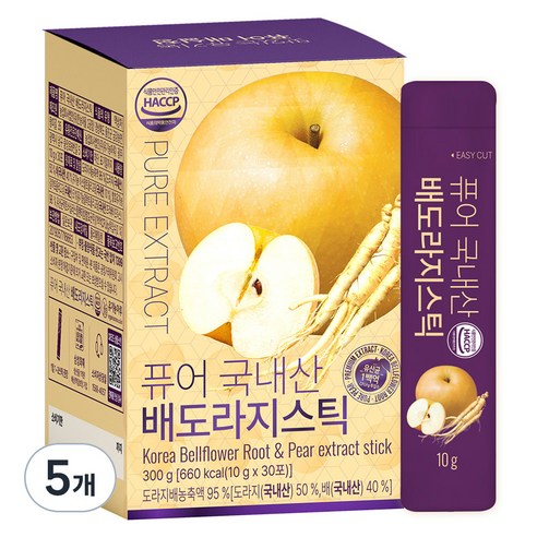 유기농마루 퓨어 국내산 배도라지청 스틱, 5개, 10g, 30개입