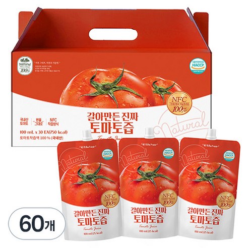 유기농마루 갈아만든 진짜 토마토즙, 100ml, 60개