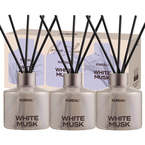 쿤달 퍼퓸 디퓨저 + 섬유스틱 세트, 화이트머스크, 200ml, 3개