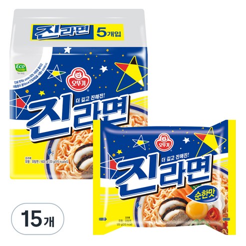 오뚜기 진라면 순한맛 120g, 15개