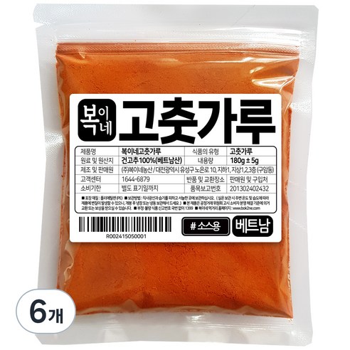 복이네먹거리 베트남 고춧가루 소스분말용, 180g, 6개