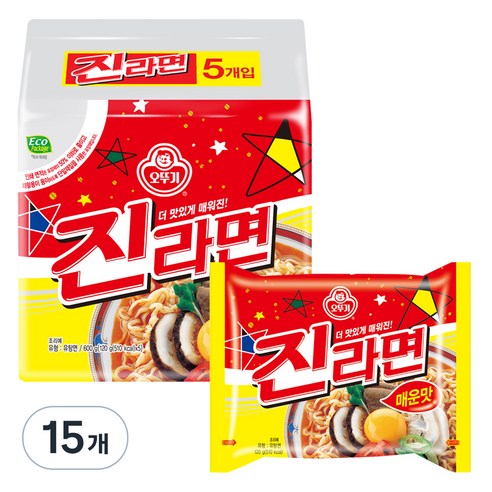 오뚜기 진라면 매운맛 120g, 15개