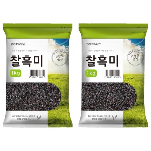 건강한밥상 국산 찰흑미, 1kg, 2개