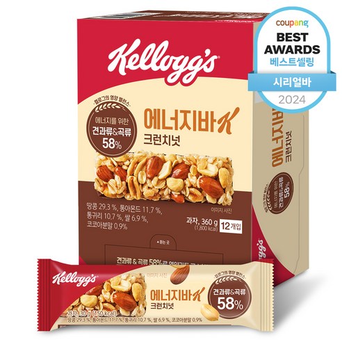 켈로그 에너지바K 크런치넛, 360g, 1개