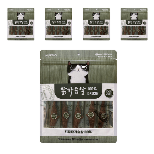 뉴트리오 고양이 순살 가슴살 브러쉬 5p, 5개, 35g, 닭고기맛
