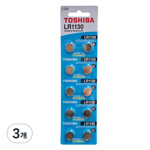 도시바 알카라인 버튼 건전지 LR1130, 10개입, 3개