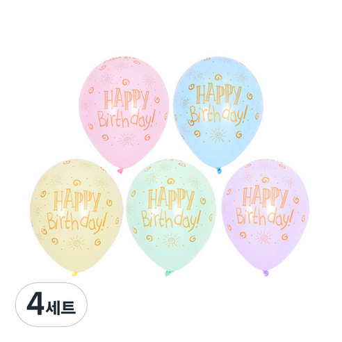 셈퍼텍스 생일 파스텔 메이트 풍선 30cm 12p, 핑크, 블루, 옐로우, 그린, 라벤더, 4세트