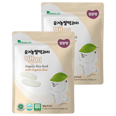 또또맘 유기농 쌀떡과자 20g, 백미, 2개