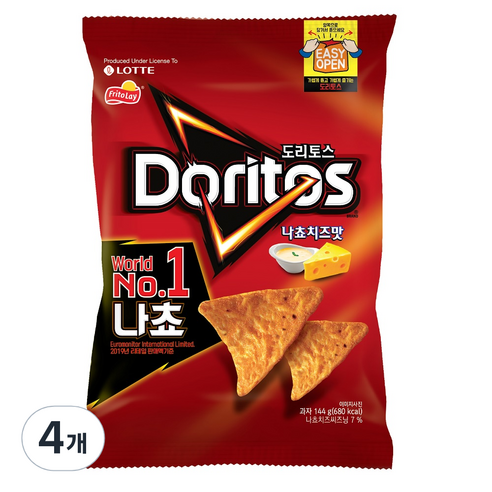 도리토스 나쵸치즈맛 대, 144g, 4개