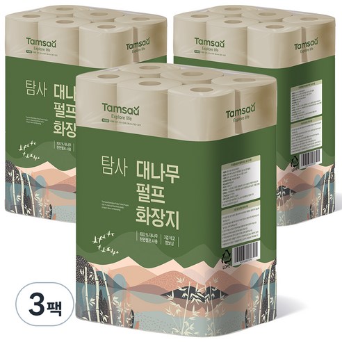 탐사 대나무 펄프 화장지 3겹 30m, 30개입, 3개