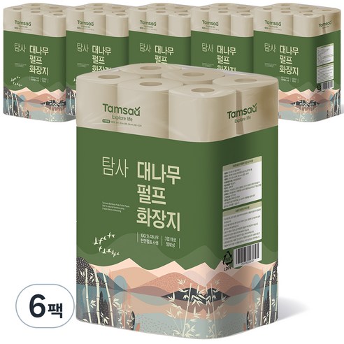 탐사 대나무 펄프 화장지 3겹 30m, 30개입, 6개