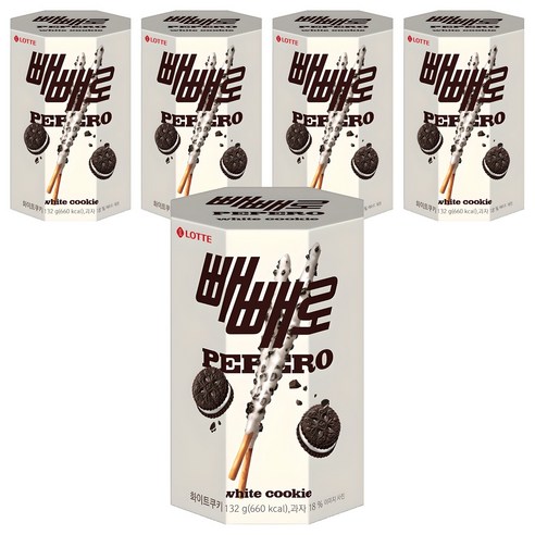 빼빼로 화이트쿠키, 132g, 5개