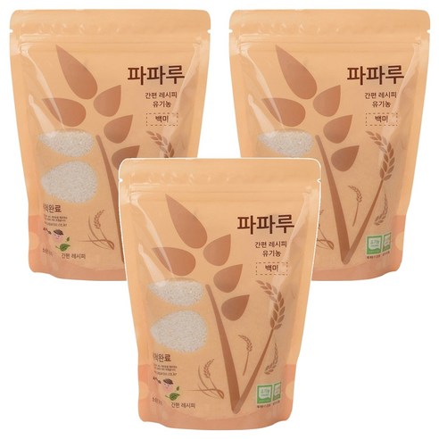 파파루 간편레시피 유기농쌀 백미 굵은입자 400g, 3개