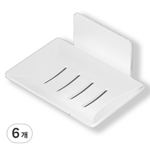 욕실 고급 무타공 비누 받침대, 6개, 화이트