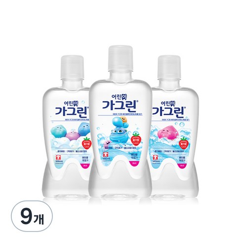 가그린 어린이용 구강세정제 딸기향 이미지 랜덤발송, 380ml, 9개