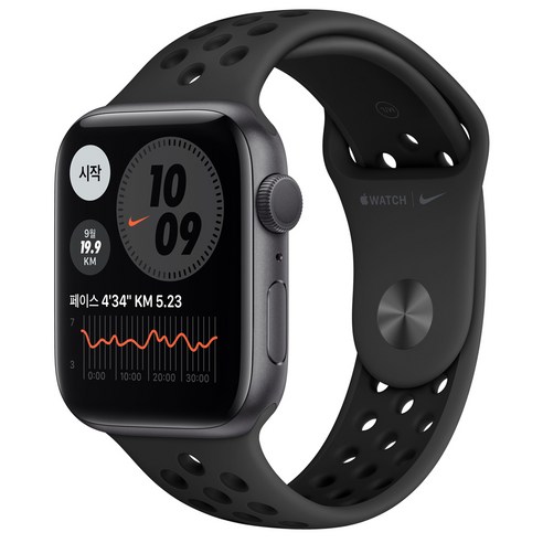 Apple 워치 6 Nike, 스페이스 그레이 알루미늄 케이스, 안트라사이트 + 블랙 스포츠밴드, 44mm, GPS