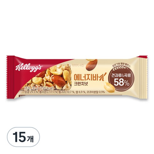 켈로그 에너지바K 크런치넛, 30g, 15개