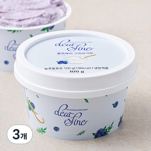 디어파인 블루베리 그릭요거트, 100g, 1개입, 3개