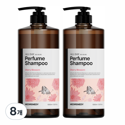 메디레머디 올데이 데오르 퍼퓸 샴푸 체리블라썸, 8개, 1000ml