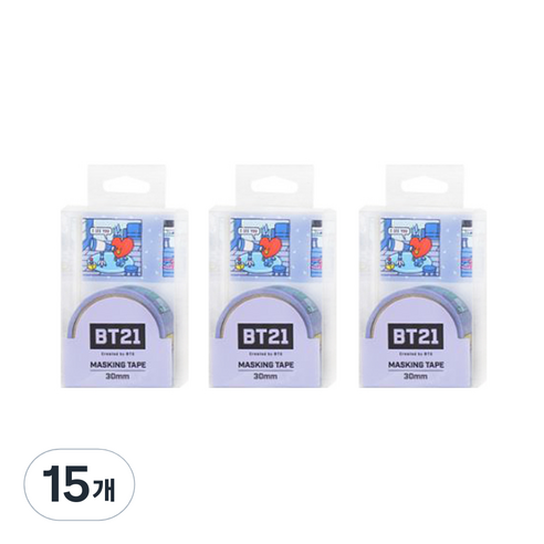 라인프렌즈 BT21 마스킹테이프 30mm, 퍼플, 15개