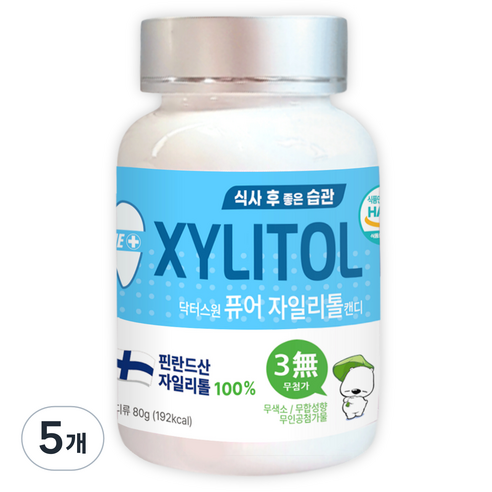 닥터스원 퓨어 자일리톨 캔디, 80g, 5개