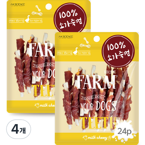 팜레시피 반려견 스틱 츄잉껌 10g x 24p, 4개, 오리