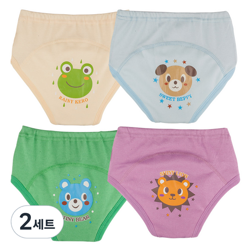 아가짱 캐릭터 배변훈련팬티 4종 세트, B(노란색, 하늘색, 초록색, 보라색), 2세트