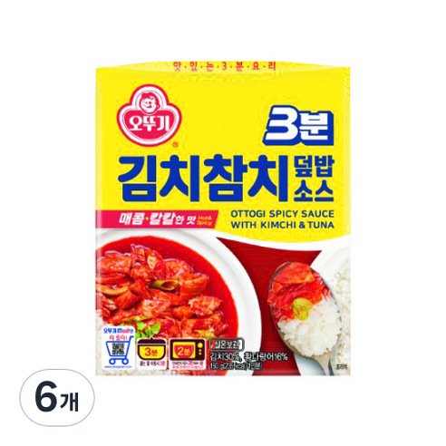 오뚜기 즉석 3분 김치참치덮밥소스, 150g, 6개