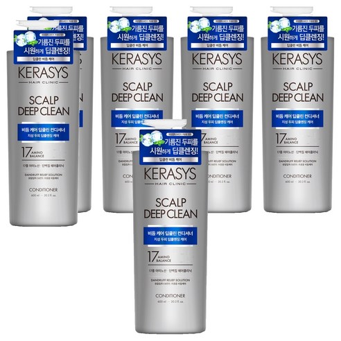 케라시스 두피 비듬케어 딥클린 쿨링 단백질 컨디셔너 클린프레쉬향, 600ml, 6개