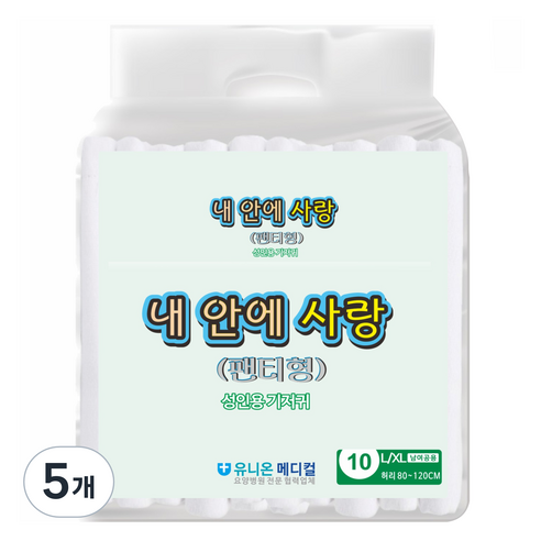 내안에사랑 남녀공용 성인기저귀 팬티형, 대형, 10개입, 5개