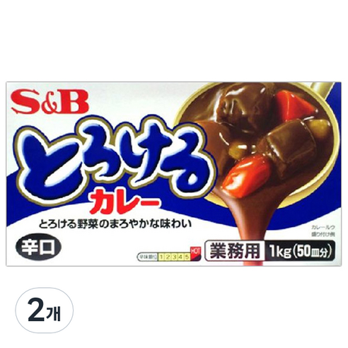 에스비 토로케루 카레 소스믹스 매운맛, 1kg, 2개