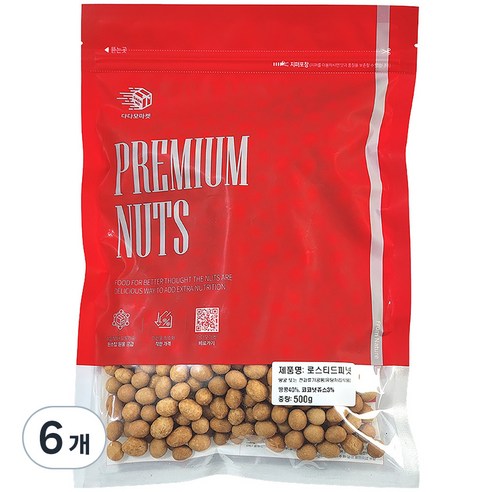다다모마켓 로스티드피넛, 500g, 6개