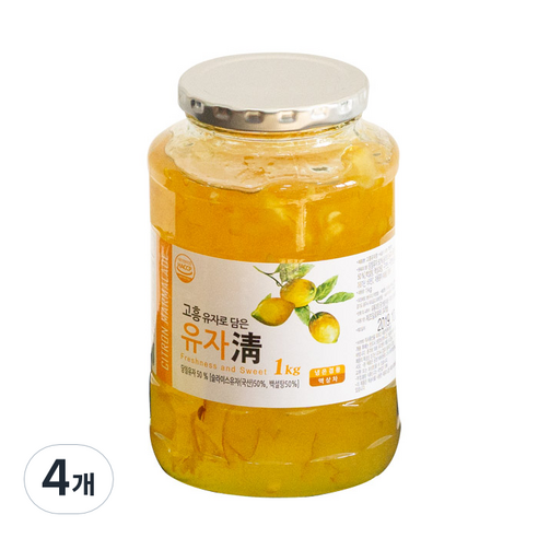 딜리프 고흥유자로 담은 유자청, 1kg, 1개입, 4개