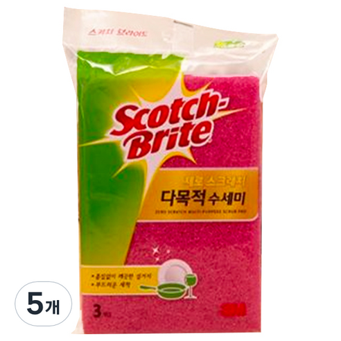 스카치브라이트 3M 제로 스크래치 다목적 수세미, 3개, 5개