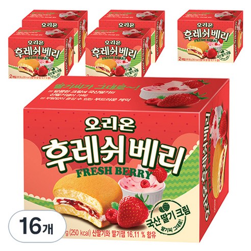 오리온 후레쉬베리 딸기, 56g, 16개